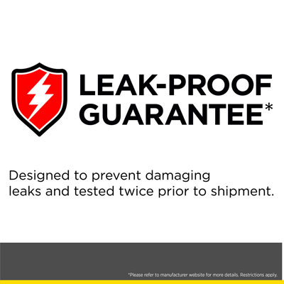 Leak-proof guarantee* Designed to prevent damaging leaks and tested twice prior to shipment. *Please refer to manufacturer website for more details. Restrictions apply.