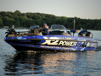 Boat on the water with an X2Power wrap